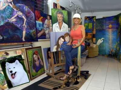 Janis Jo Stevens in her Key West studio