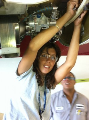 Mayte while working as an aviation mechanic