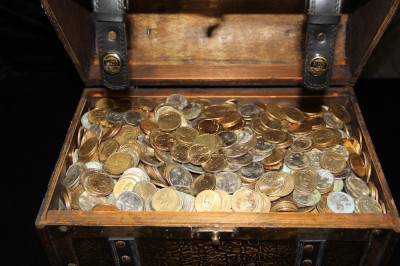 The winner of the Amazing Mel Fisher Treasure Hunt will go home with this treasure chest filled with $5,000 in US one dollar coins