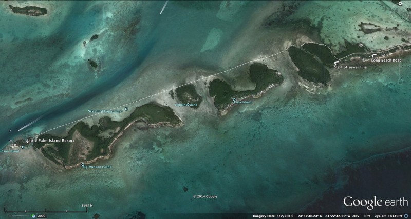Approximate location of proposed sewer line, Coupon Bight Aquatic Preserve, Fla Keys